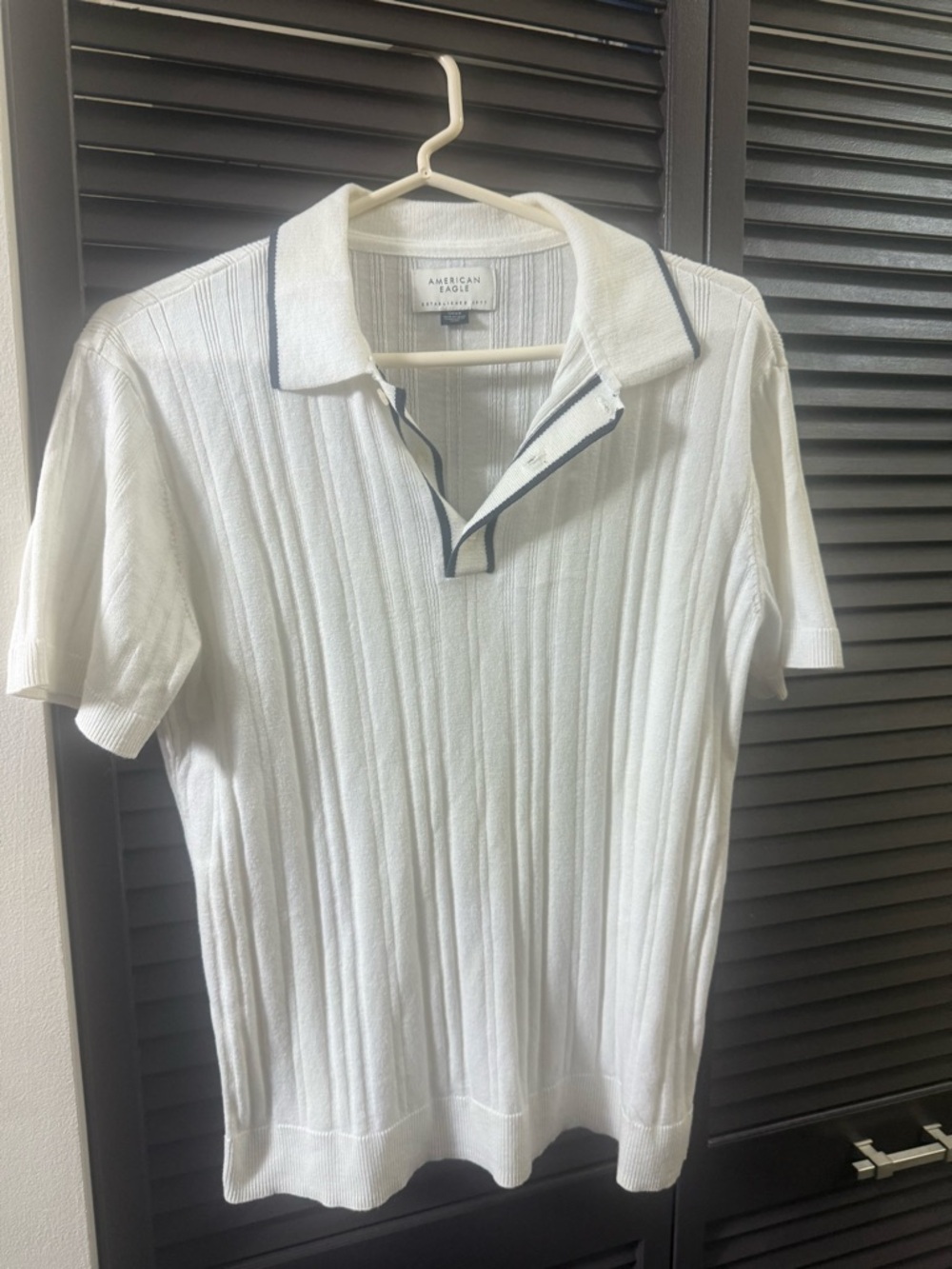 American Eagle Outfitters White Polo with Navy Contrast Trim